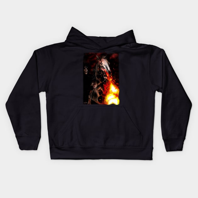 On Horses Snortin' Fire Kids Hoodie by lucafon18